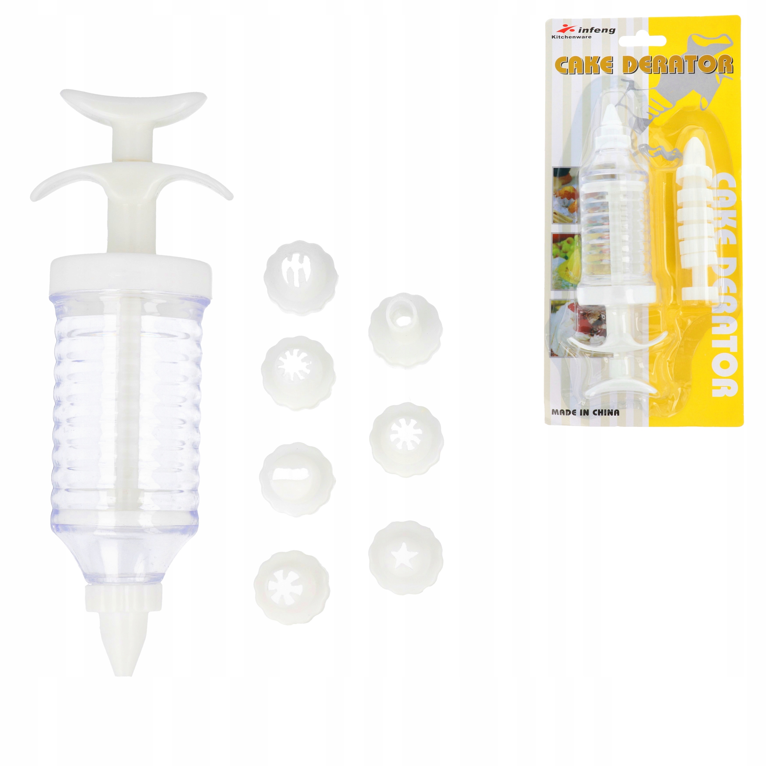 DEKORATOR do TORTÓW CIAST STRZYKAWKA + 8 KOŃCÓWEK Kolor dominujący bezbarwny