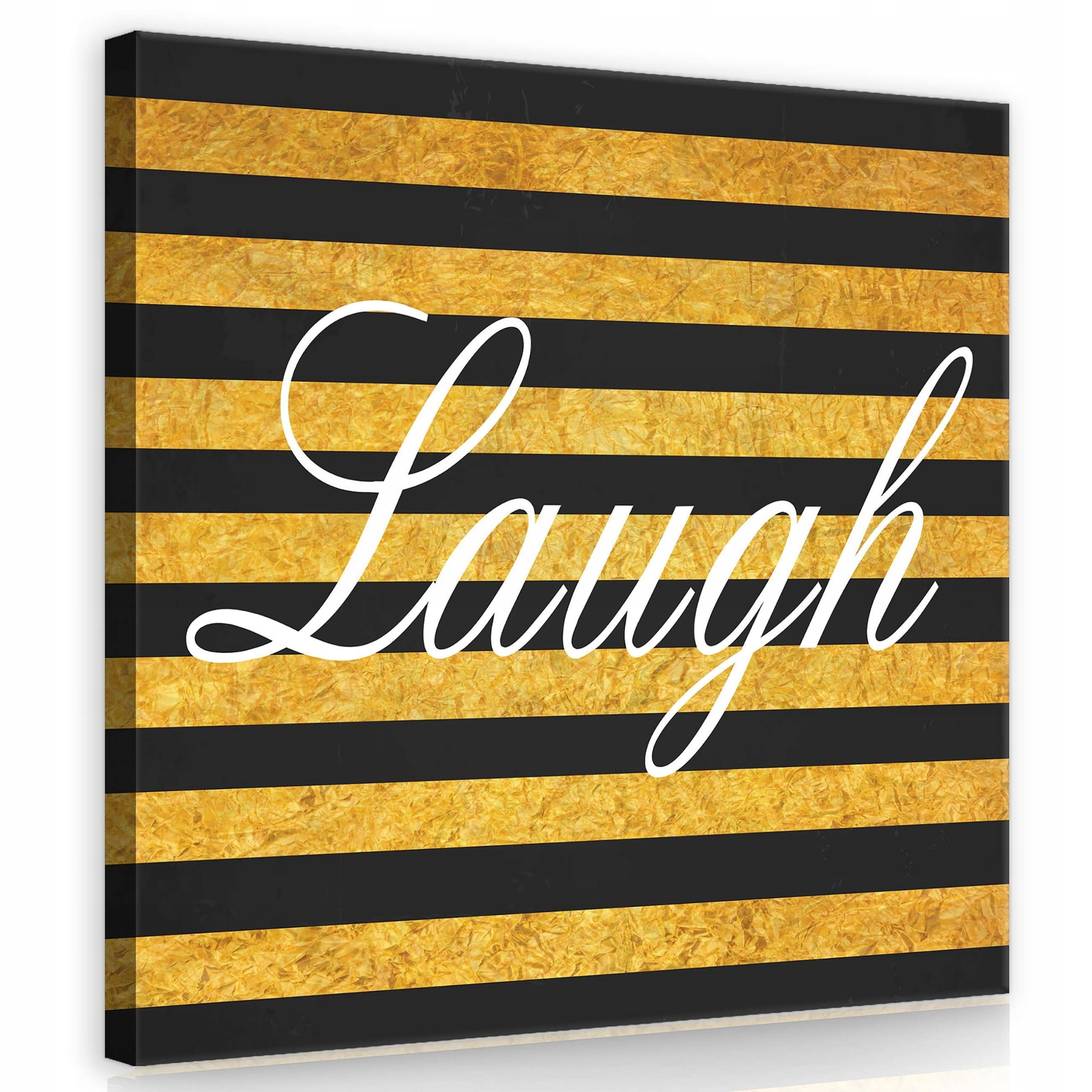 Obraz 80x80 Smích radost pozitivní inspirace zlato černá bílá pruhy