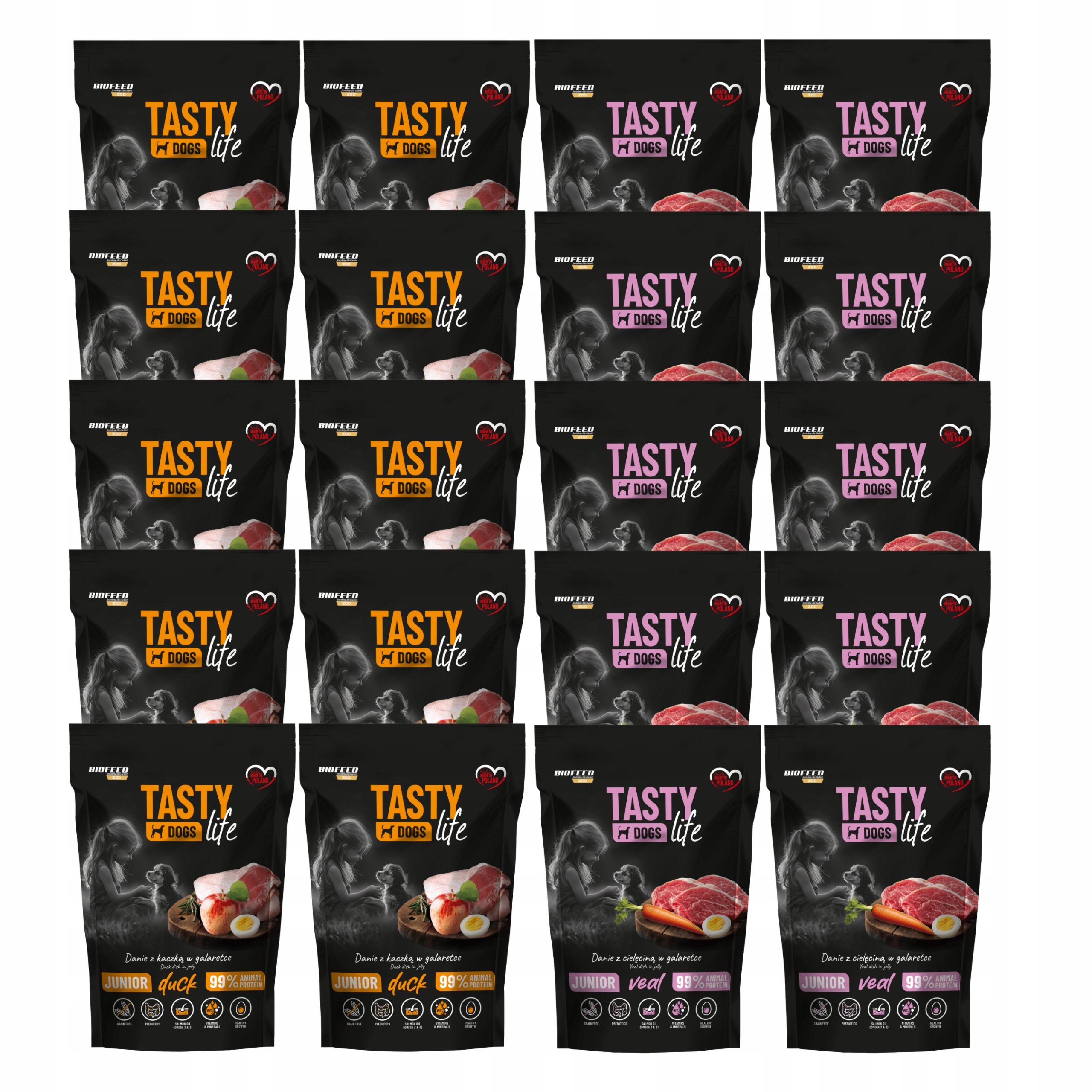 Levně Krmivo pro štěňata Biofeed Tasty Life Junior mix chutí 20 x 500 g