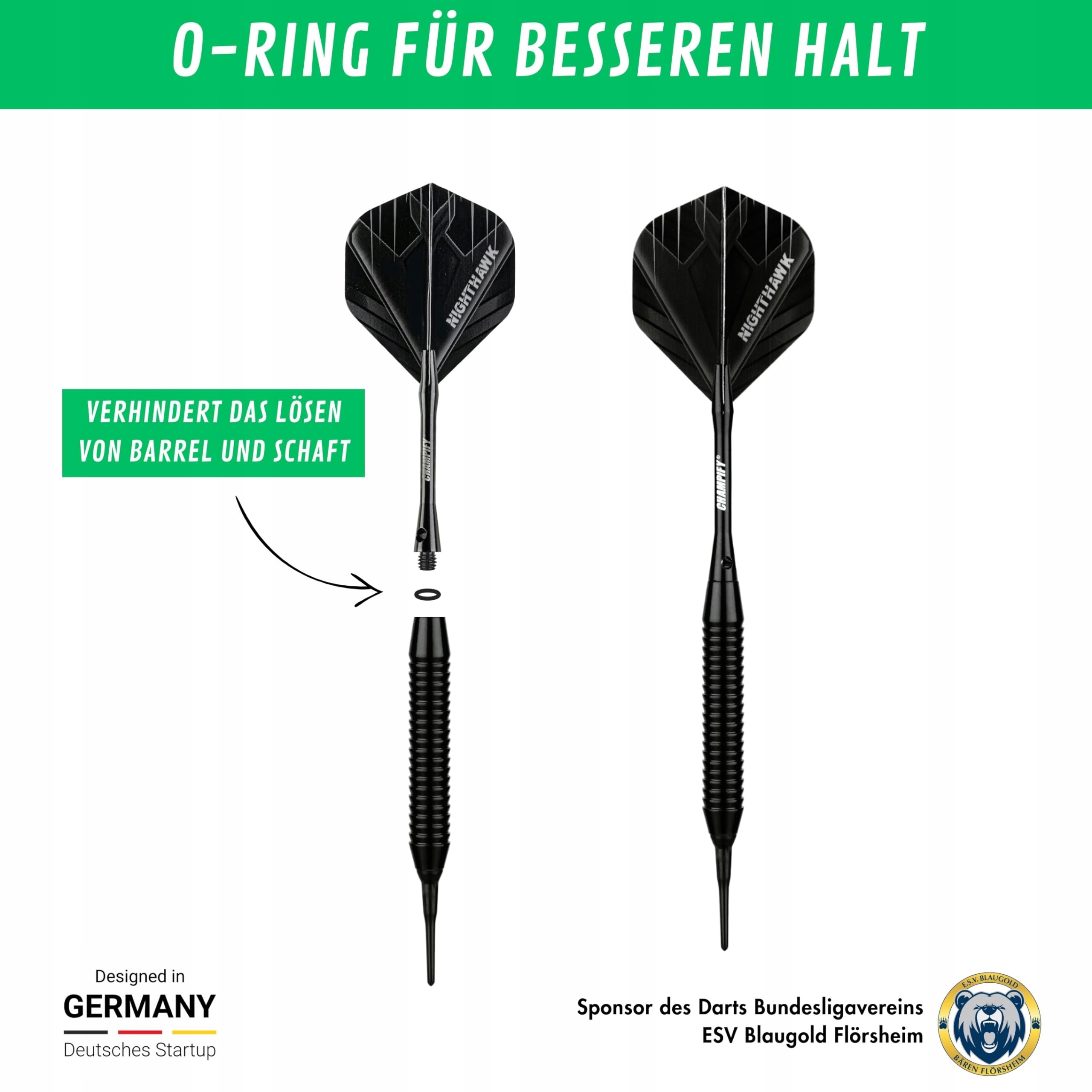 CHAMPIFY Zestaw Dartów Nighthawk 18g: 3 Rzutki, 6 Shaftów, 6 Flights — miniatura 5