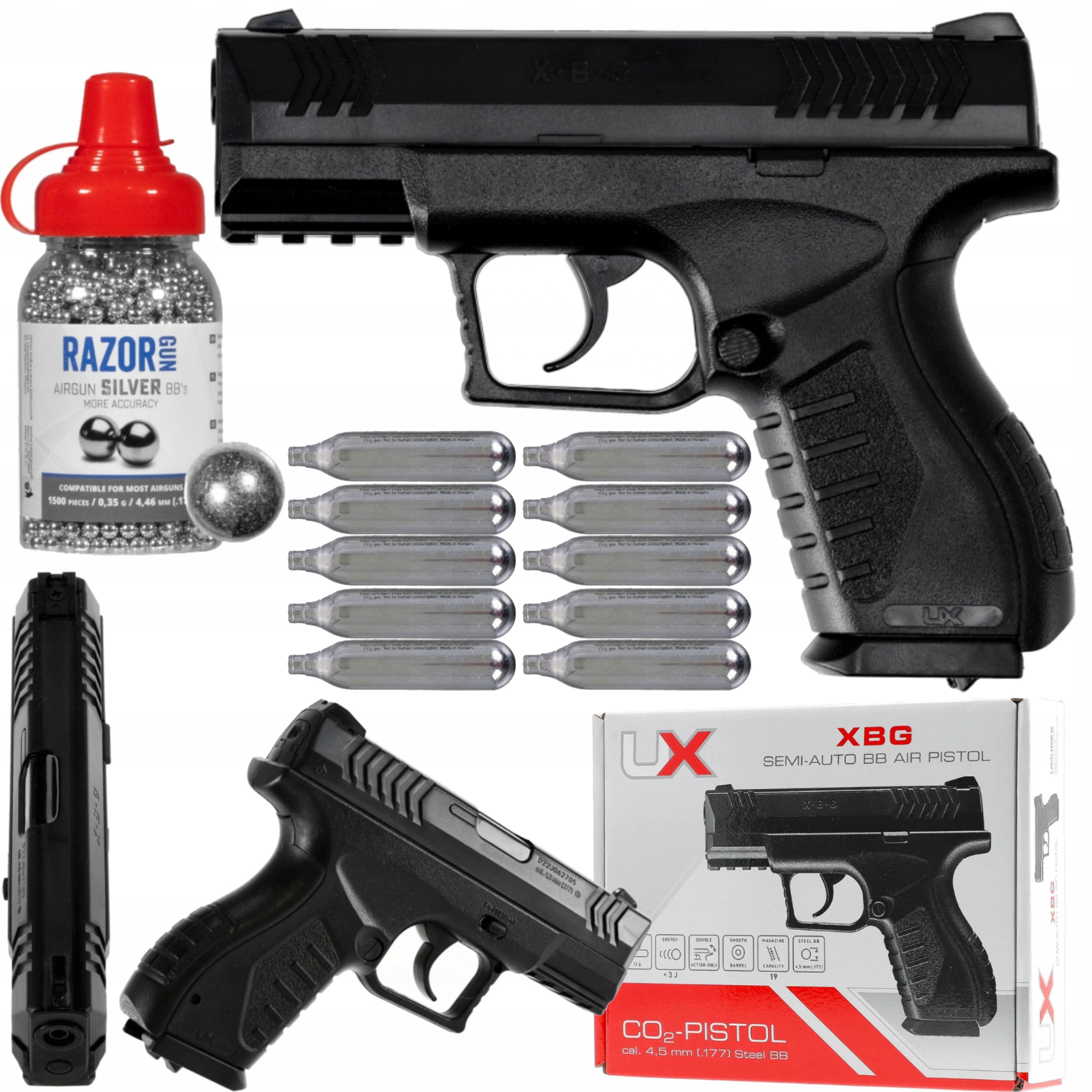 Zestaw strzelecki Pistolet wiatrówka Xbg 4,5 mm Bb 10 CO2 Śrut 1500