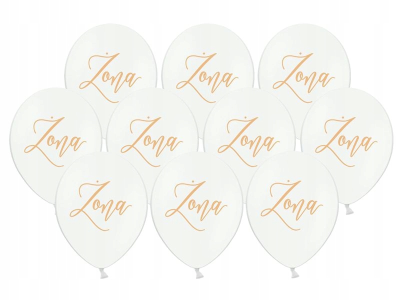 

Balony Białe Żona Złoty 30cm 10szt