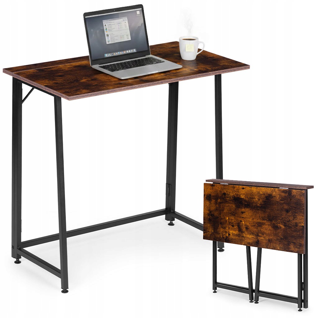 Skládací psací stůl 80x45 cm, styl loft, barva rustikální ořech