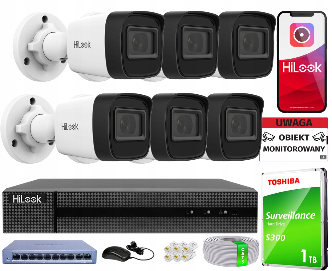 Monitorovací sada Ip 6 kamer Full Hd Venkovní R20m na kroucení