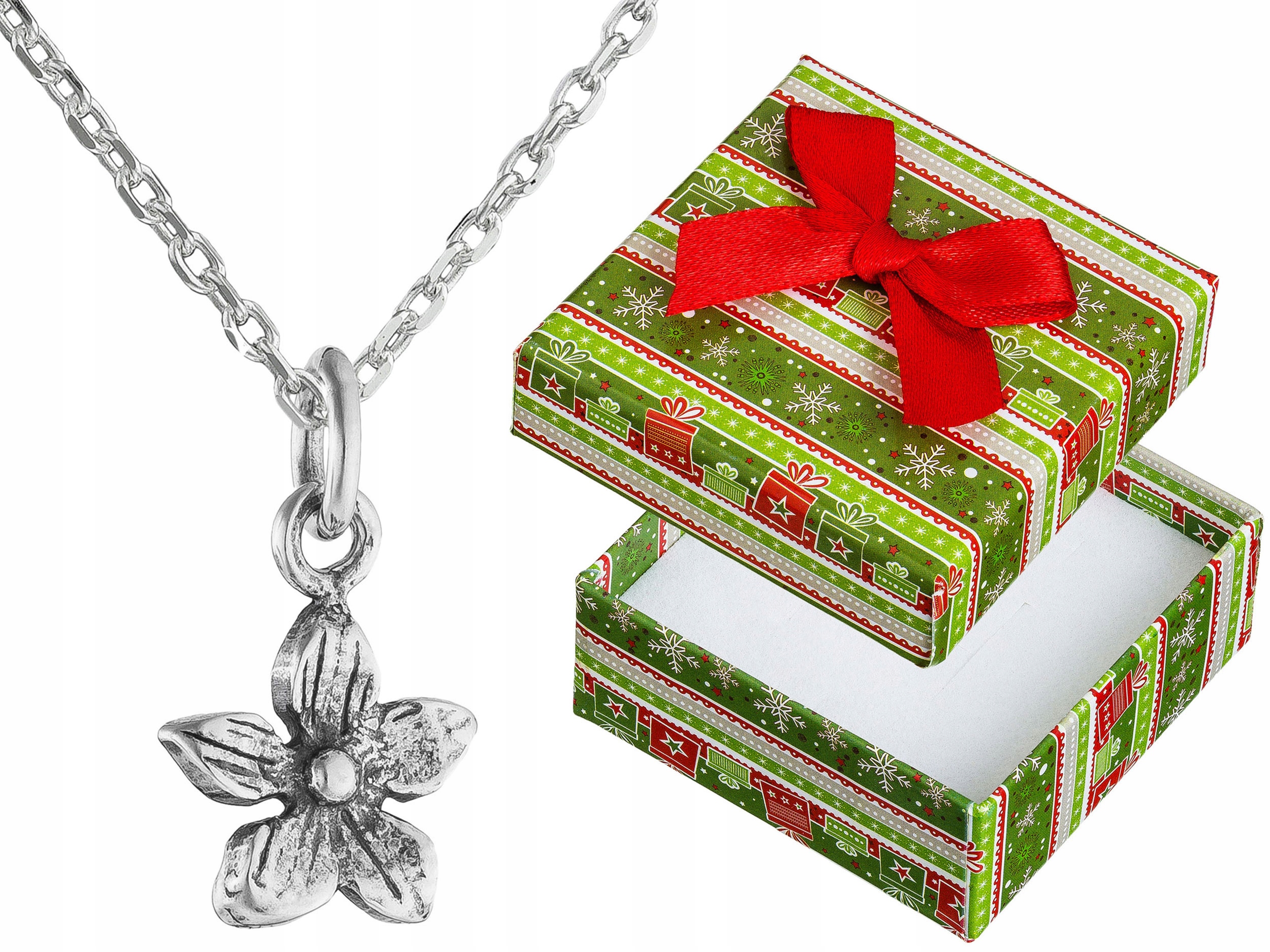 Krátký Stříbrný Dámský Náhrdelník Květina Oxidovaný Květ Choker Ankr 35 cm