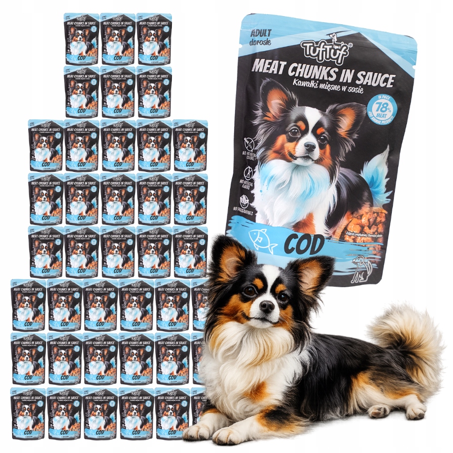 Levně Morka Krmivo Pro Psa Tuf Tuf Sáček na maso s treskou 40x100 g