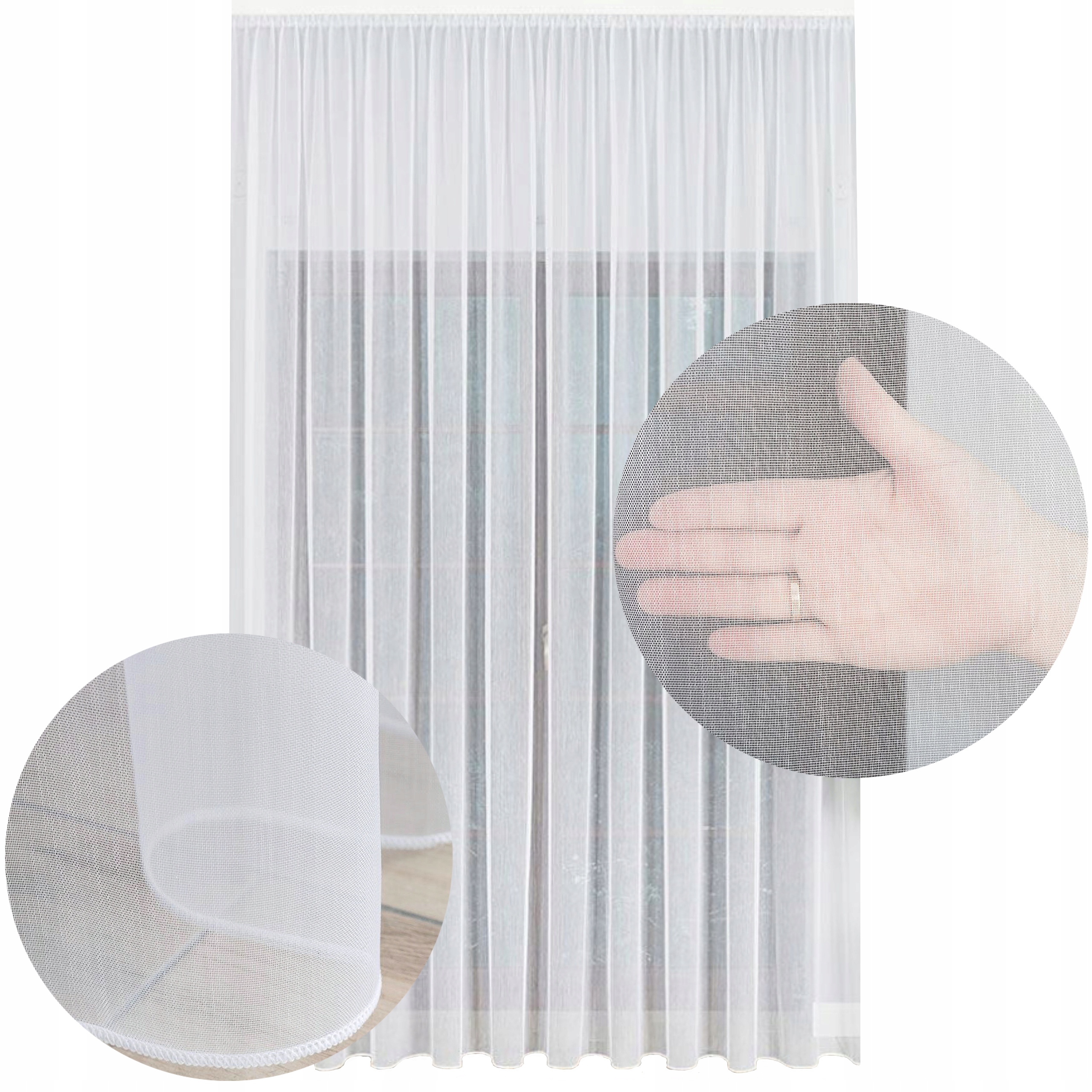 Markizeta Bez Žehlení Jemný Déšť Hotová Záclona Bílá Závaží 800x180 g1