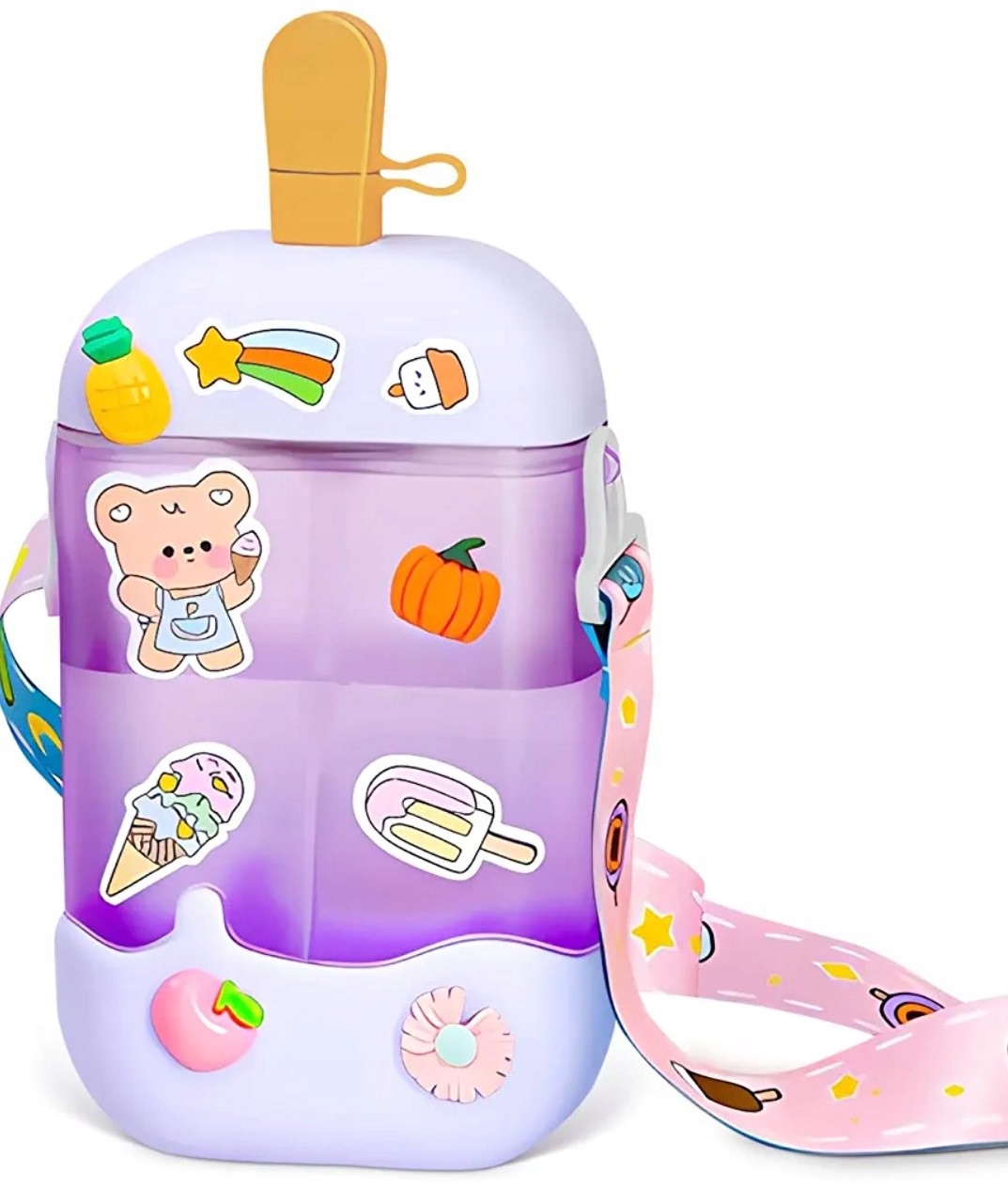 Bidon butelka w kształcie loda DIY z naklejkami fioletowa