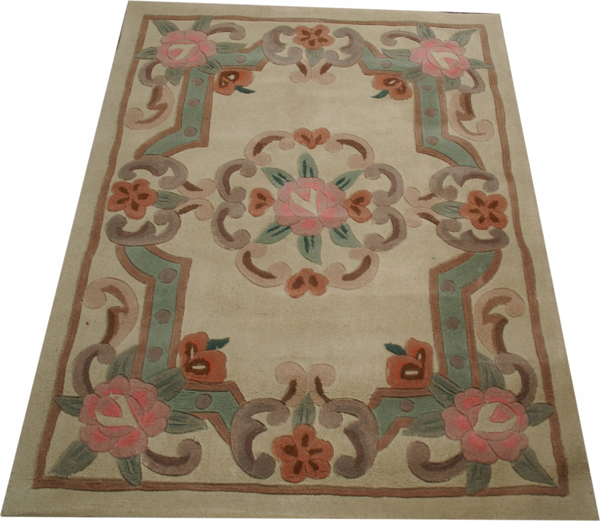 Vlnený koberec typu Aubusson 100x140 krémový