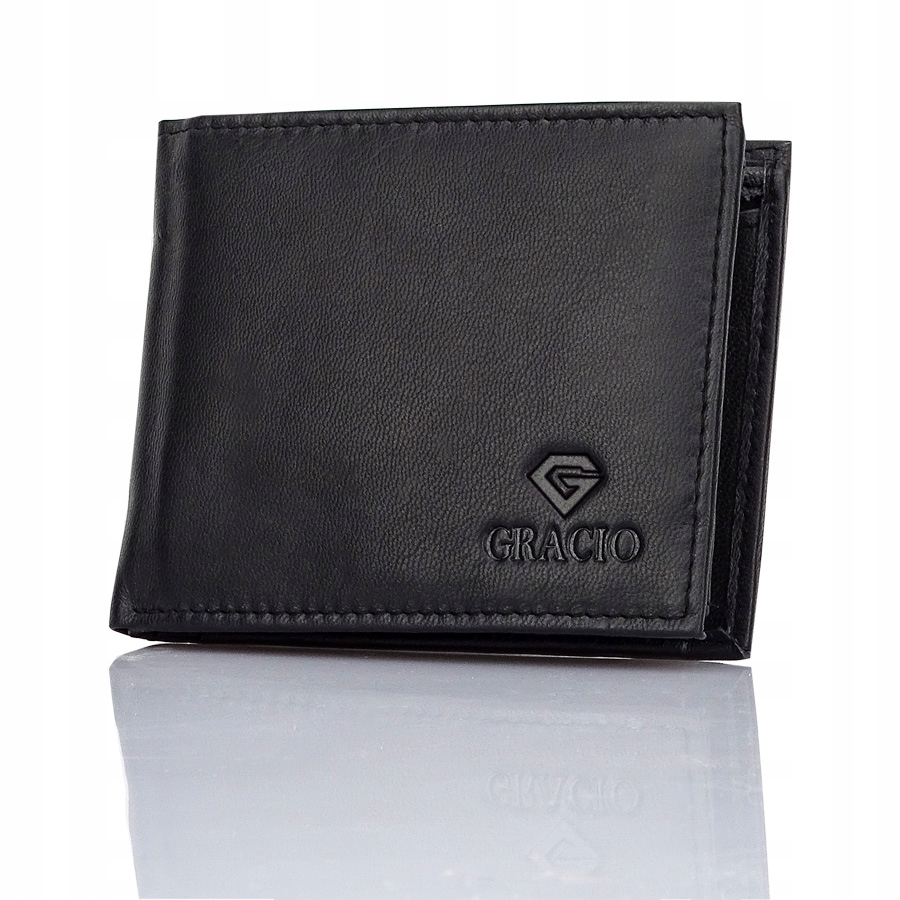 

Męskie Skórzany Gracio Portfel Czarny Ochrona Rfid