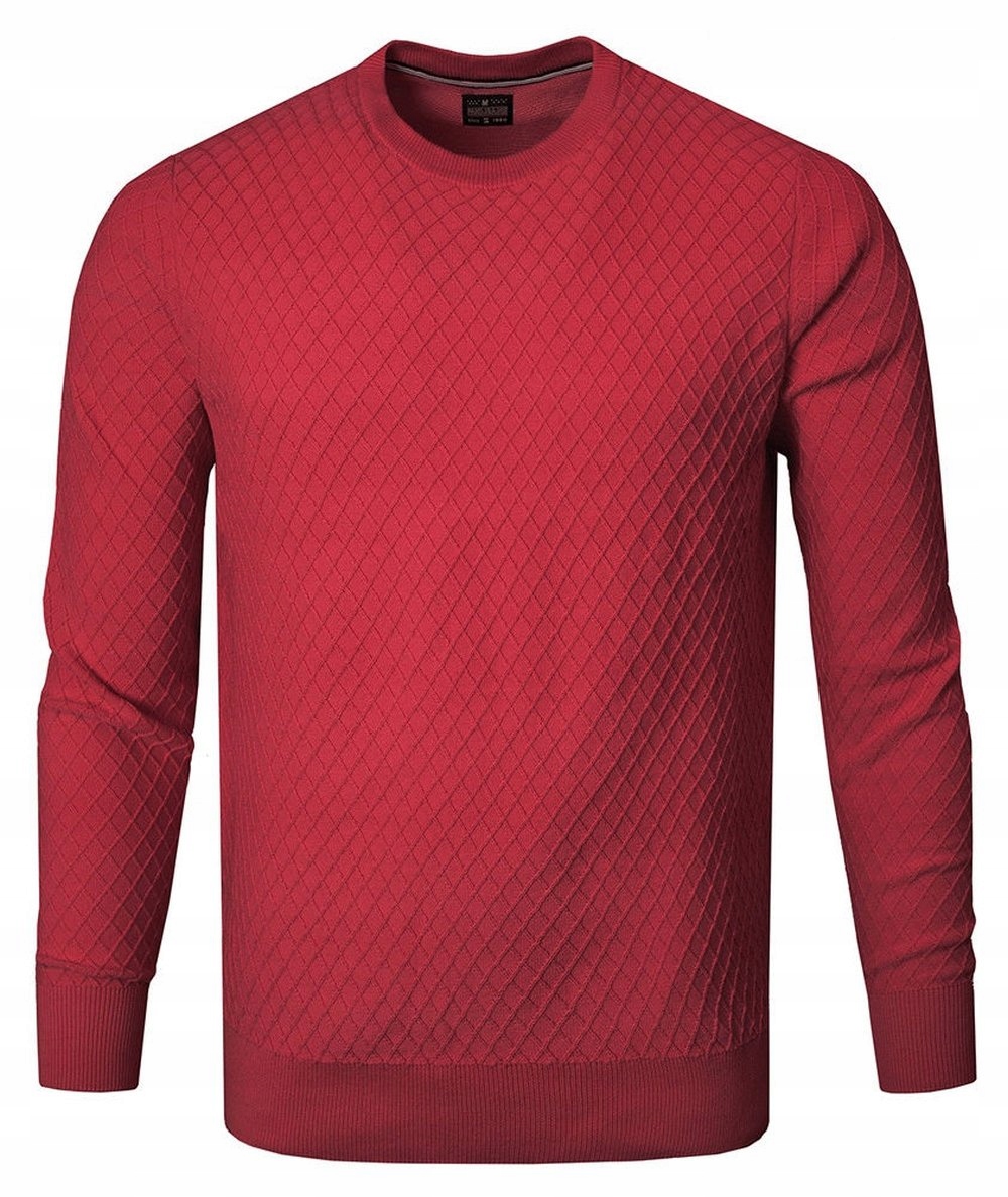 Pánský svetr, Kulatý výstřih Pako Jeans červená barva, tkanina s texturou L