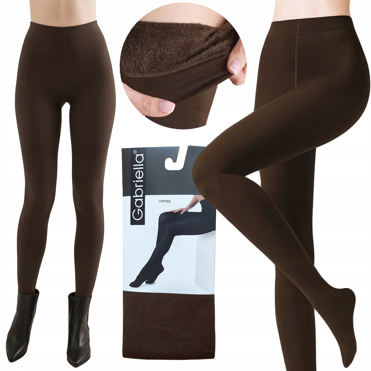 Zimní Punčocháče punčochy Gabriella Arctic 500DEN s izolací, kávové 2/3