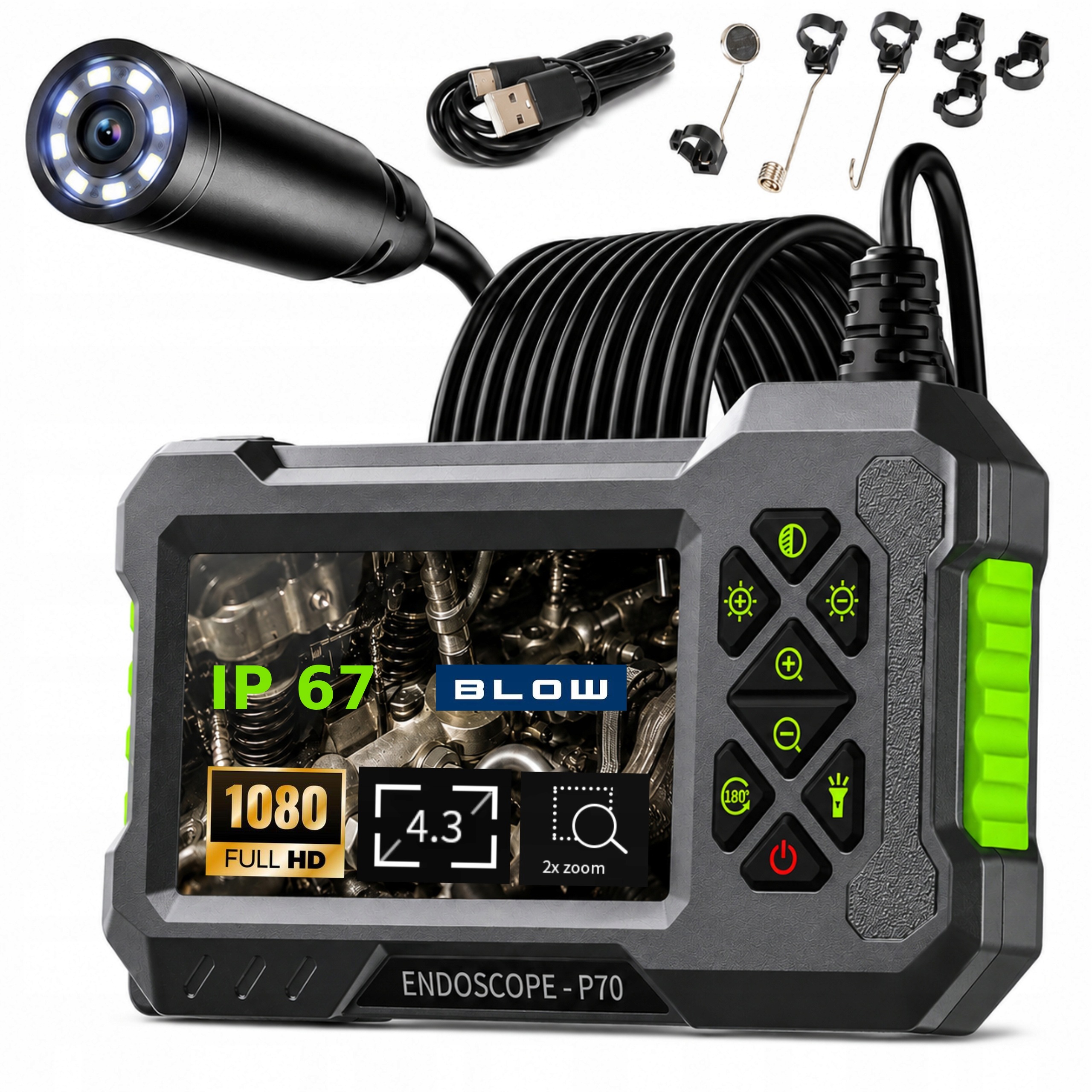 Inspekční Kamera Endoskop 5m Full Hd Led Pracovní IP67 Pro Trubky 3V1 Usb