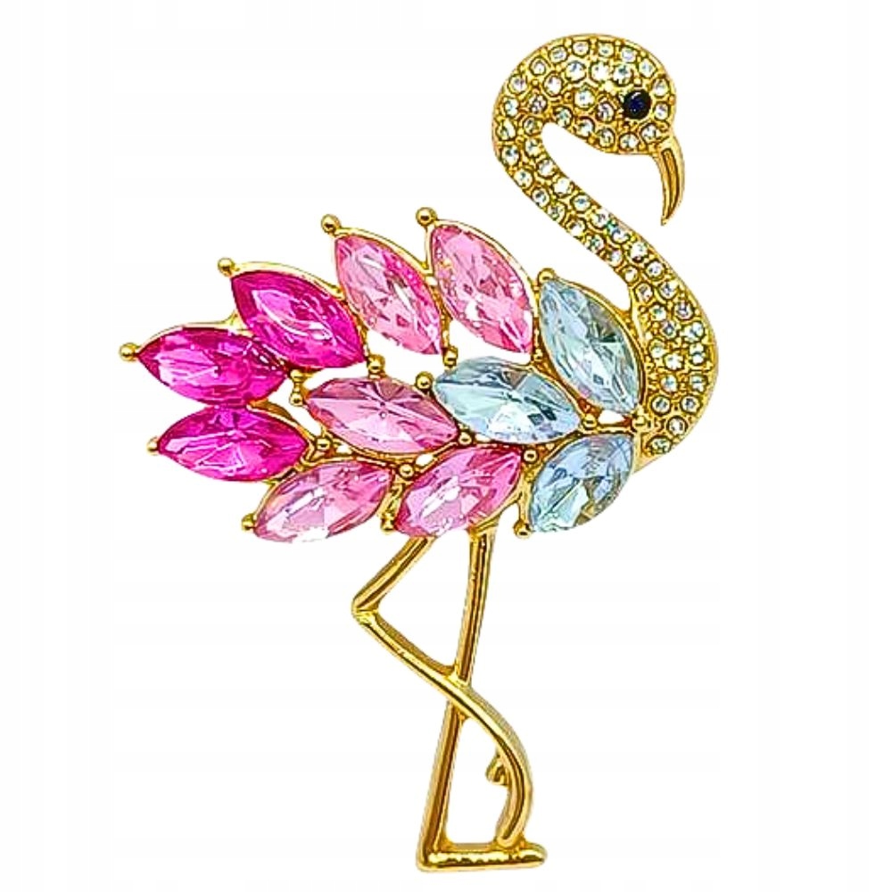 ELEGANCKA METALOWA BROSZKA FLAMING -PREZENT