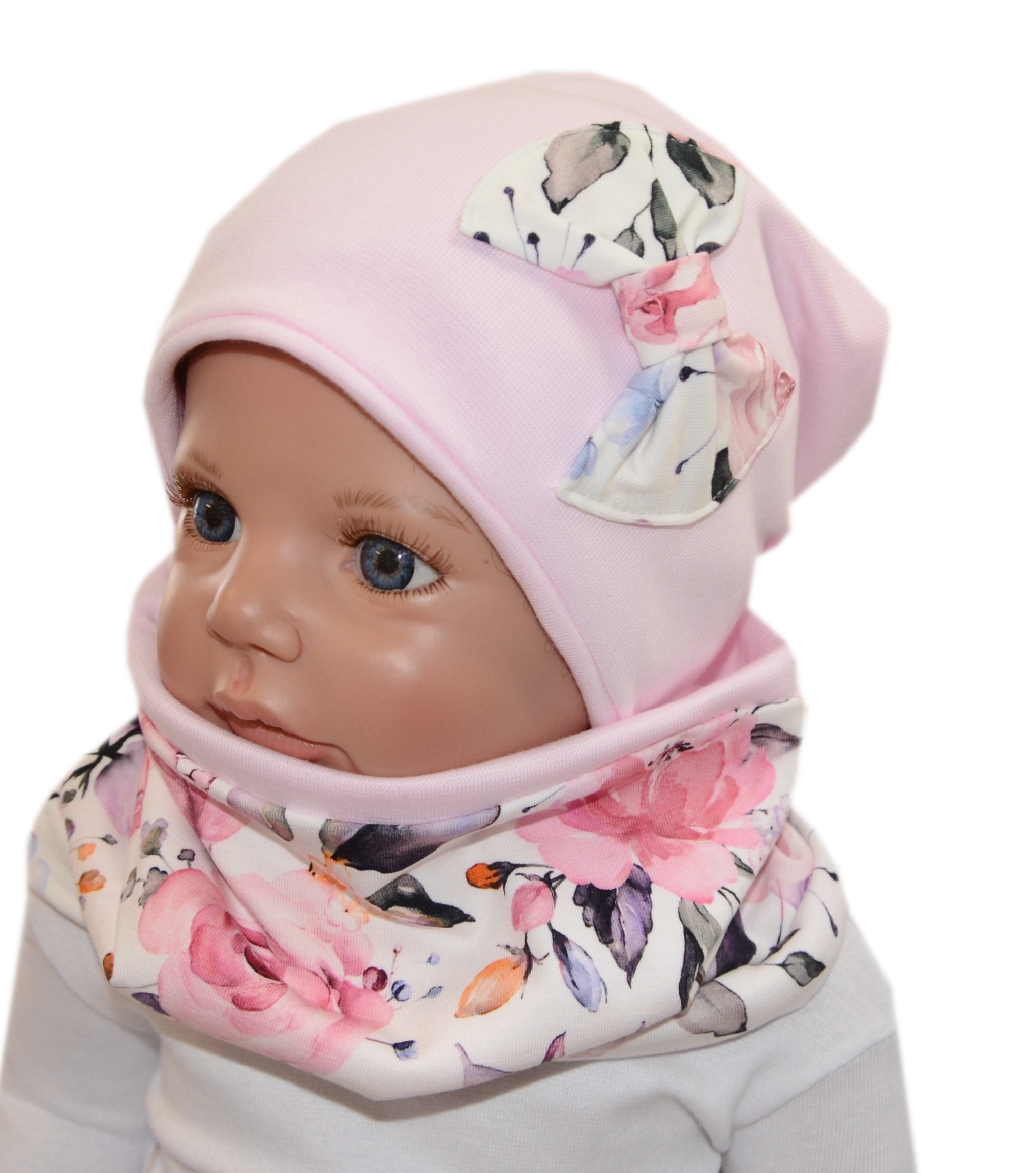 

M1/1 komplet czapka komin 46-49cm różany ecru Big