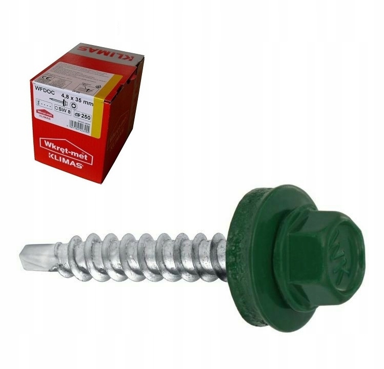 

Wkręty farmerskie blachy 4,8x25 RAL6005 x250