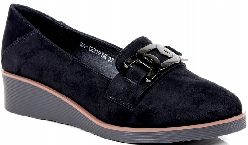 Pohodlné Dámské Boty Na Koturnu, Mokasíny, Černé, Semišové, Nazouvací Boty