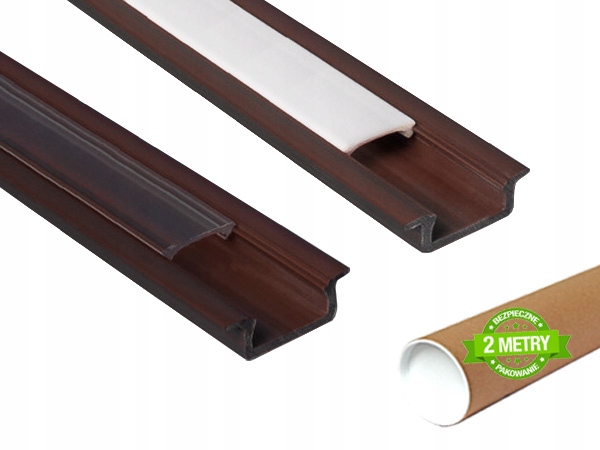 Profil LED Wpuszczany SLIM BRĄZOWY Z KLOSZEM Do TAŚMY LED MONO RGB 2 METRY