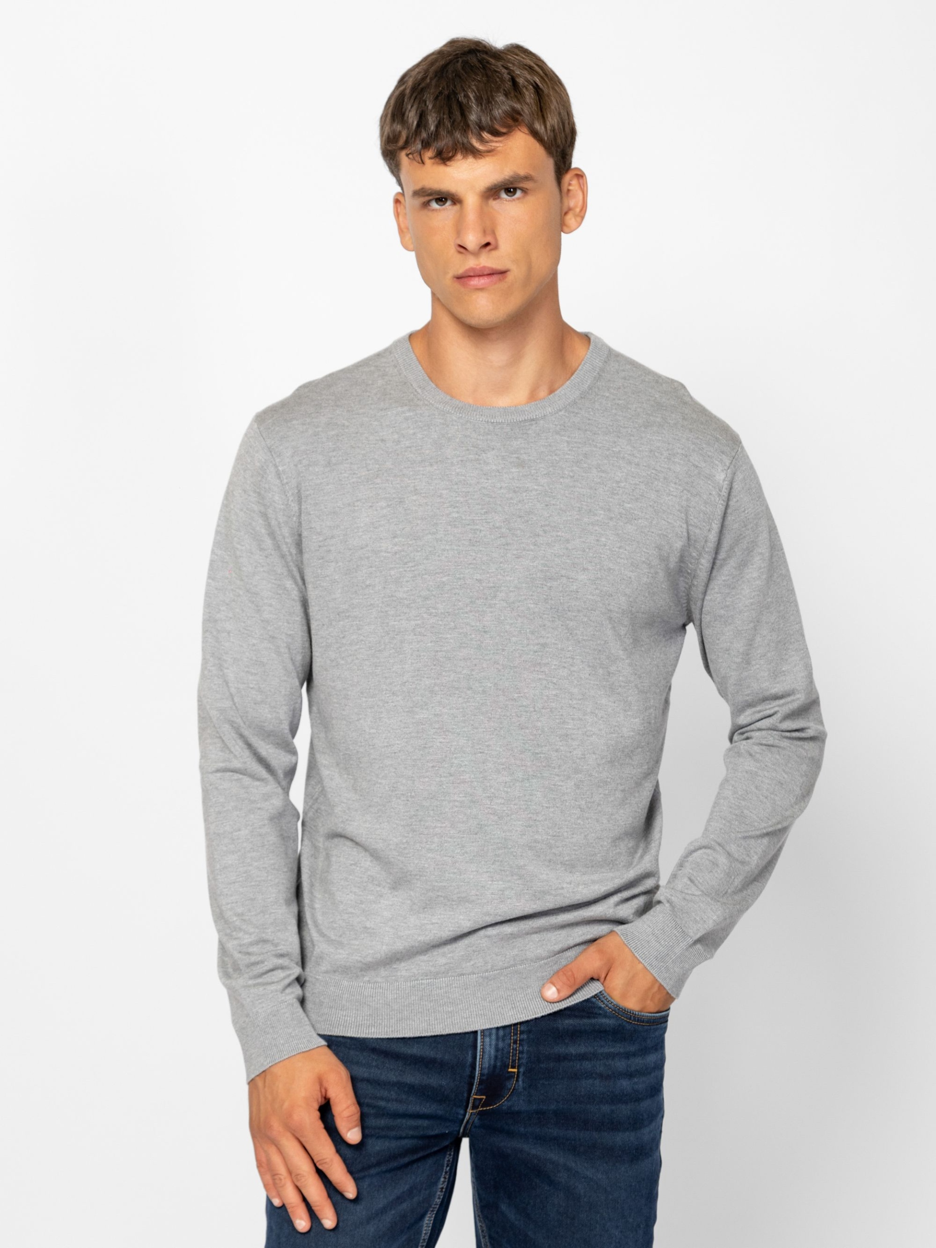 Heavy Tools Pánský Klasický Svetr Hunter String Šedý