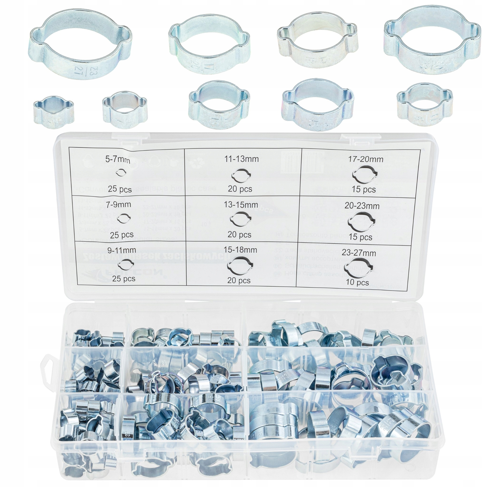 Metalowe Opaski Zaciskowe Obejmy Cybanty Z Uszami Zaciski 175 Szt. 5-27 MM