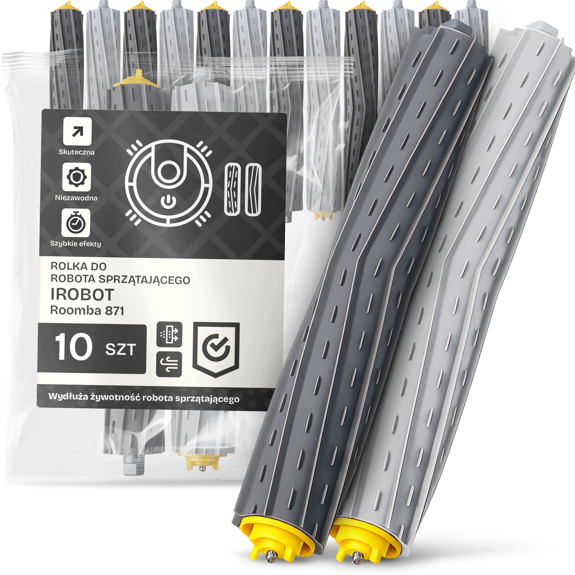 10 x Gumové Rolky pro Robotický Vysavač iRobot Roomba 871 Komplet Set