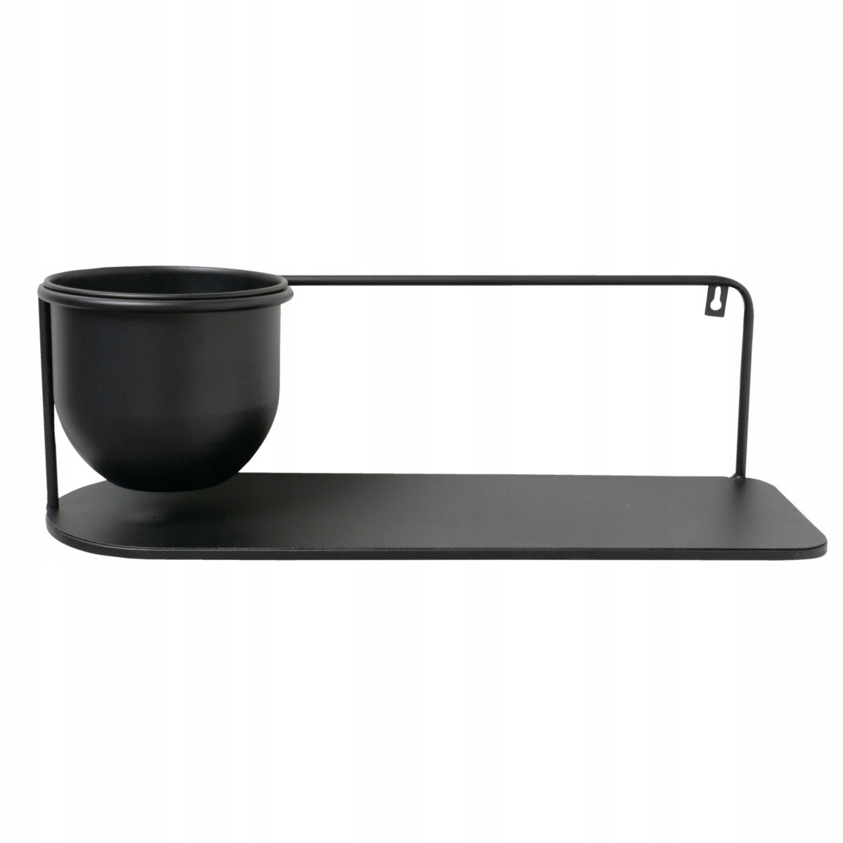 Závěsná Police S Krytem Na Rostlinu Kovová Černá Pluto 55 X 18 CM