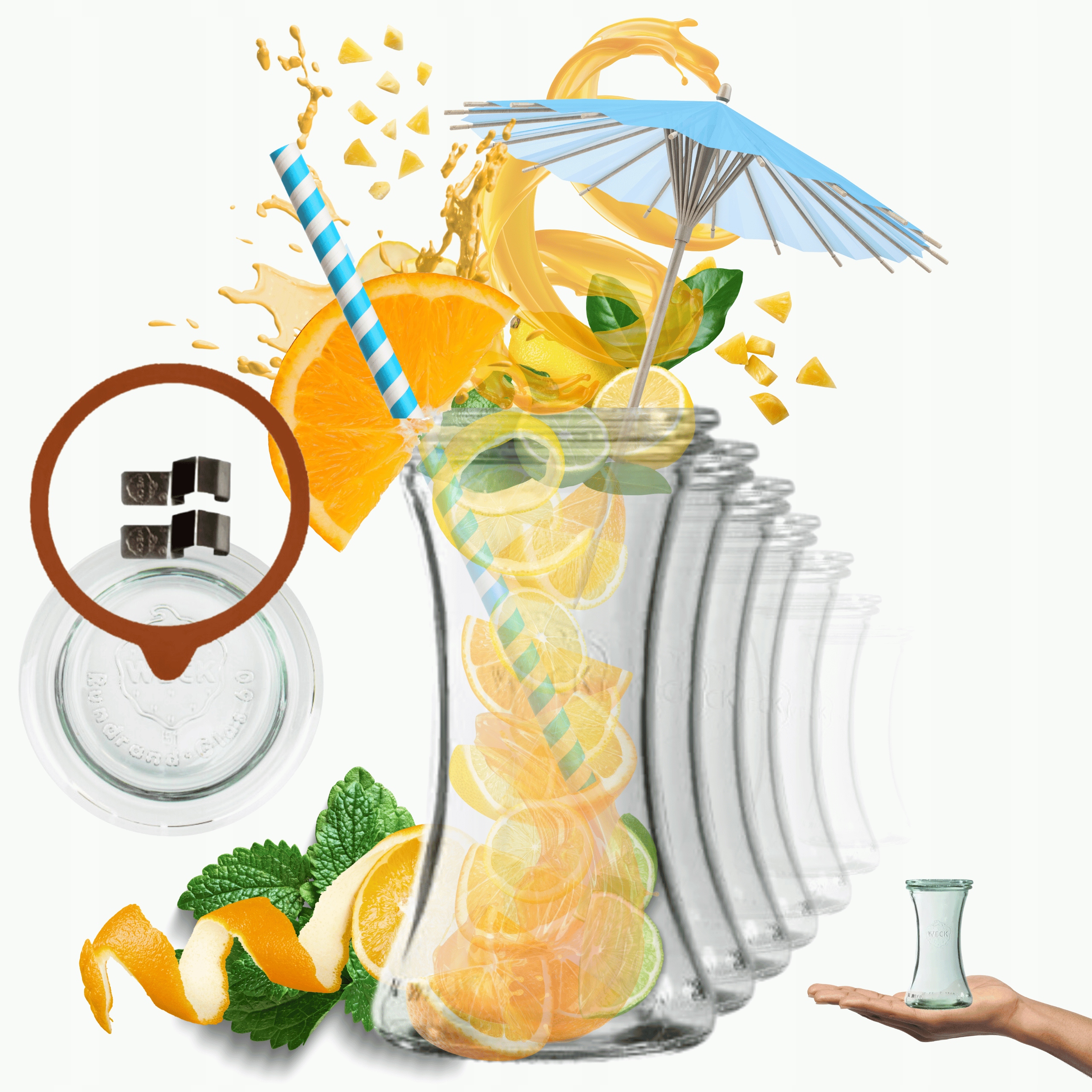 Poháre Weck 200 ml poháre Deli žiaruvzdorné džemové sponky veko gumička 12ks