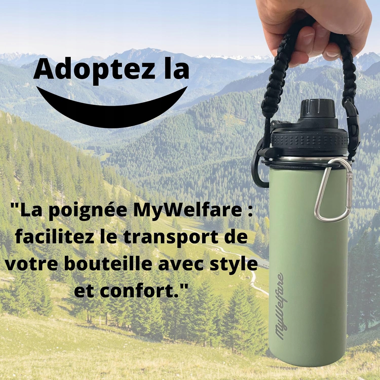 UCHWYT NA BUTELKĘ BIDON do wody Pasek SZNUREK uniwersalny na wycieczki Rozmiar niestandardowy