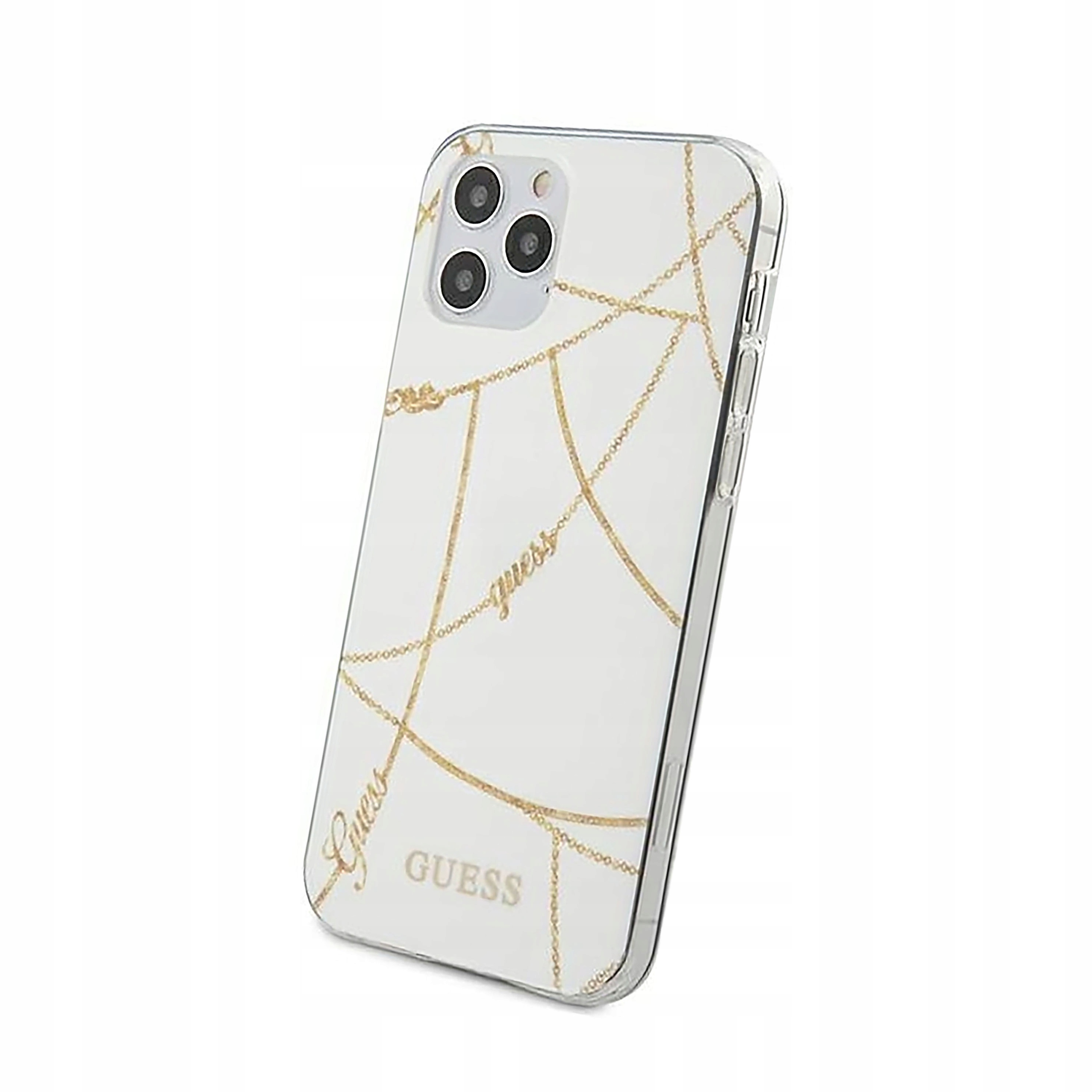 Etui Guess Gold Chain Collection do iPhone 12 Pro Max białe