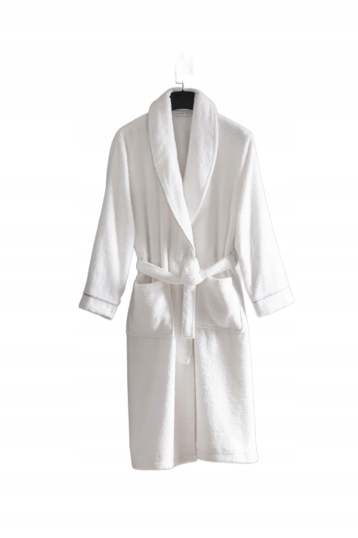Madam Coco Bílý Bavlněný Župan Ke Kotníkům S Kapsami L/XL O_a
