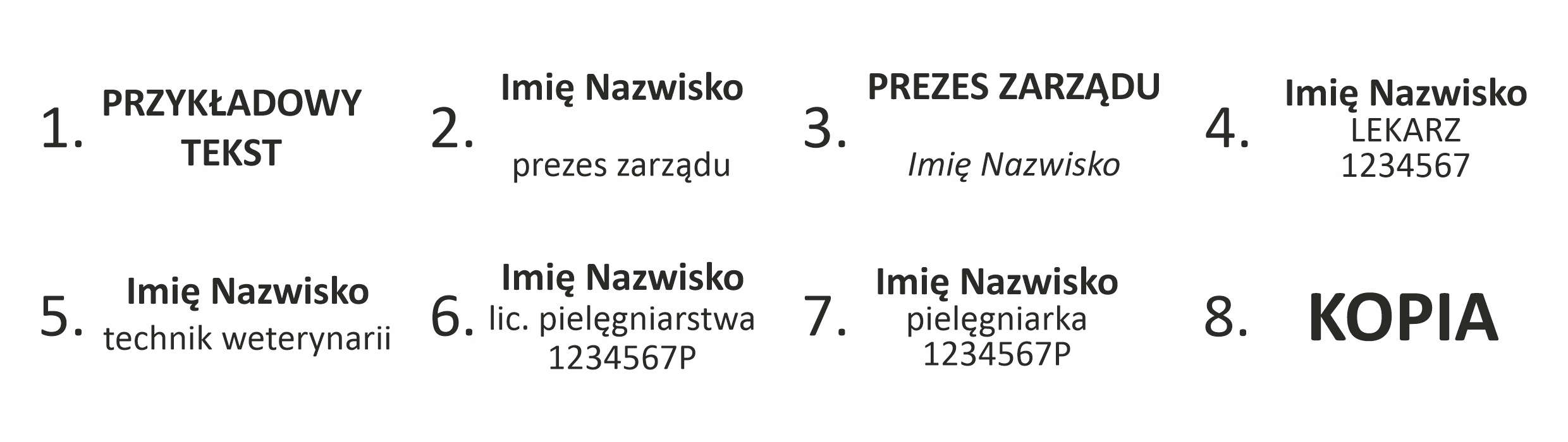 Wagraf B1s Pieczątka do 3 wersów PIELĘGNIARKA LEKARZ IMIENNA - kolory Liczba wersów 1-2 wersy