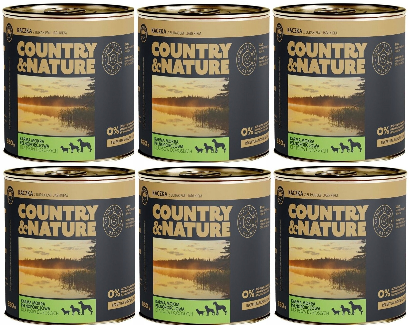 Country Nature Kaczka z burakiem i jabłkiem 6x850g Zestaw