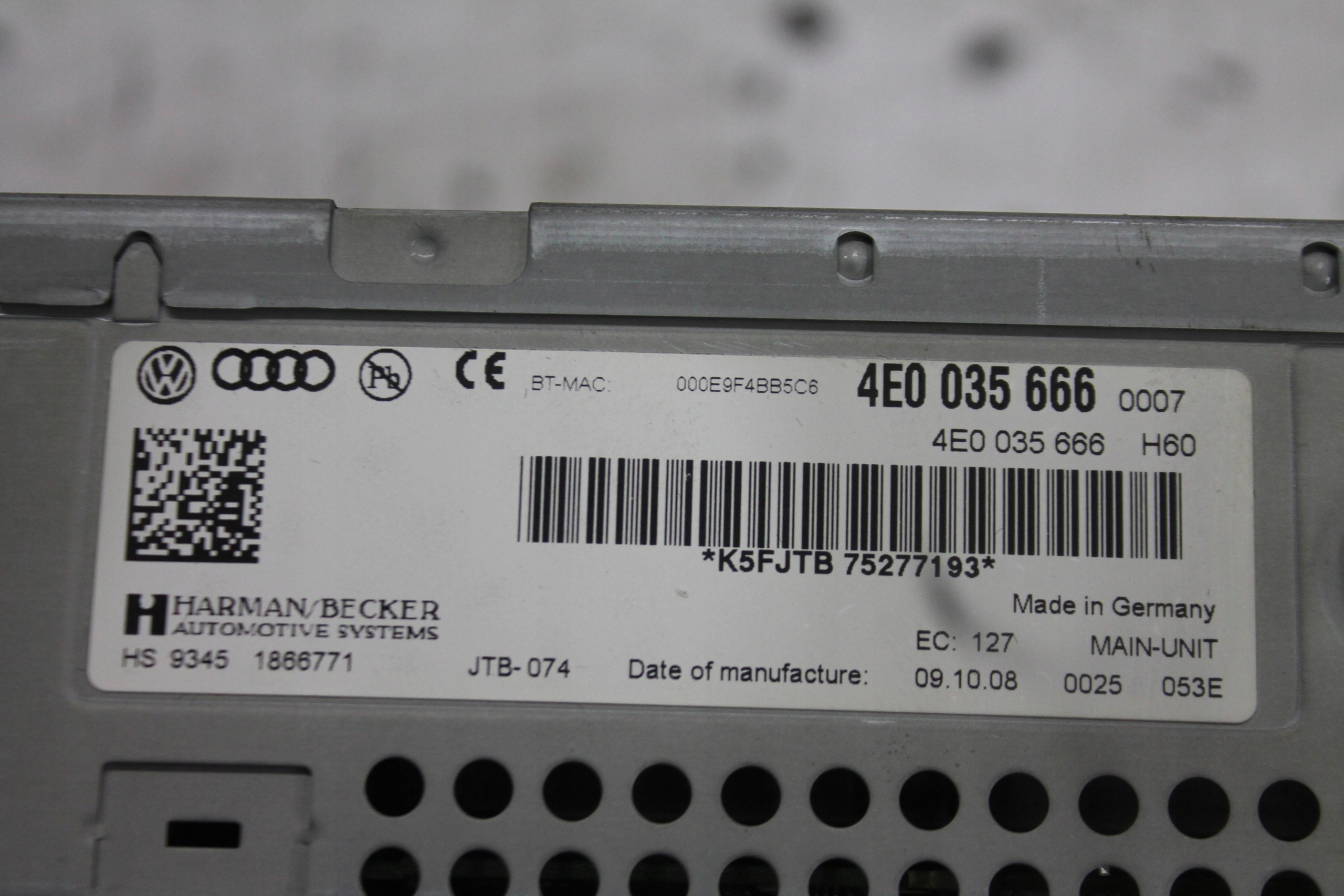 player control unit KART SD MMI NAVI 4E0035666 AUDI A6 C6 08-11