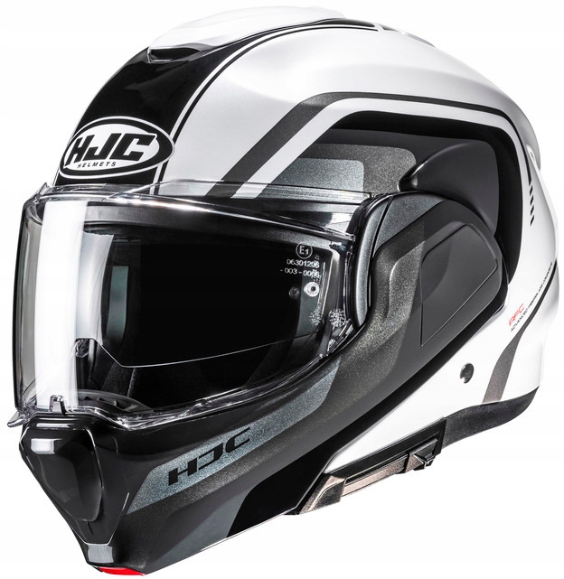 Hjc F100 Reff Grey White Motocyklová Vyklápacia Prilba Šedo-biela, Veľkosť M
