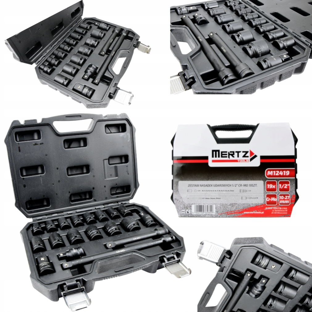 Sada rázových nástavců Mertz nástrčné 1/2", nástavec 10-27 mm 19 ks M12419