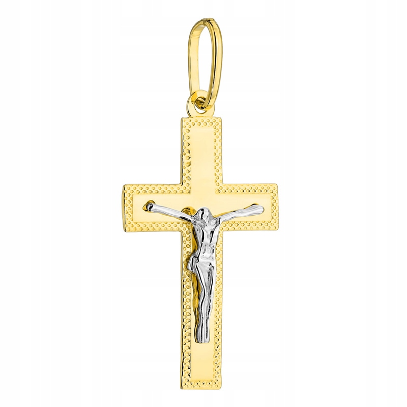 Zlatý Přívěsek Přívěsek pr. 585 Diamantovaný Ježíš Kristus na kříži 14k