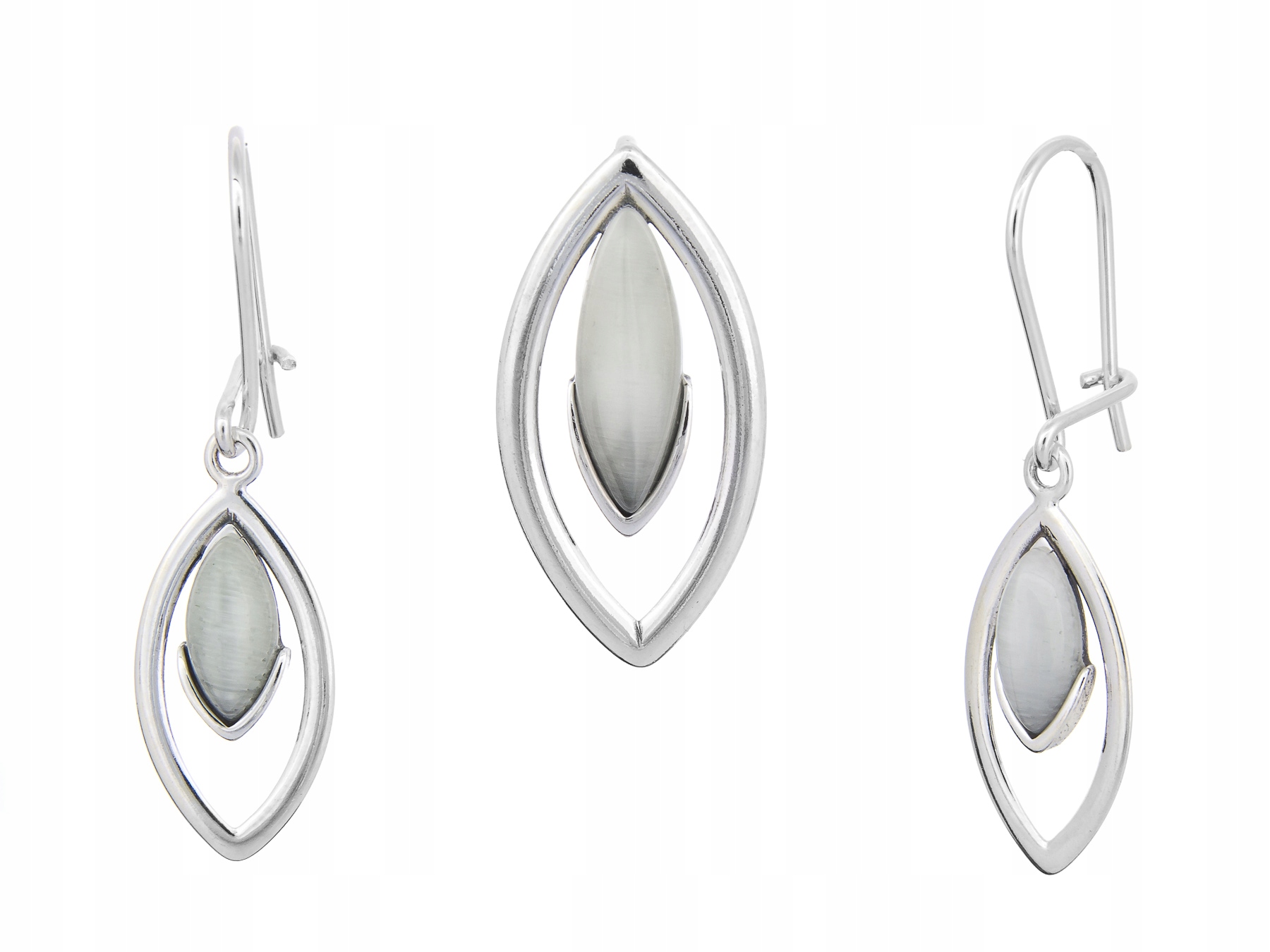 Stříbrný Komplet Náušnice Přívěsek Světlý Úlev