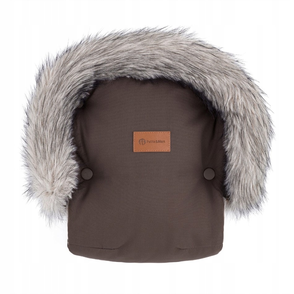 Petite&mars Mufka do wózka Ciepłe rękawiczki Furry Rich Brown