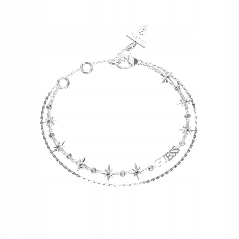 Dámský náramek Guess Dvojitá hvězdička Ocel barva stříbra Zirkony Logo