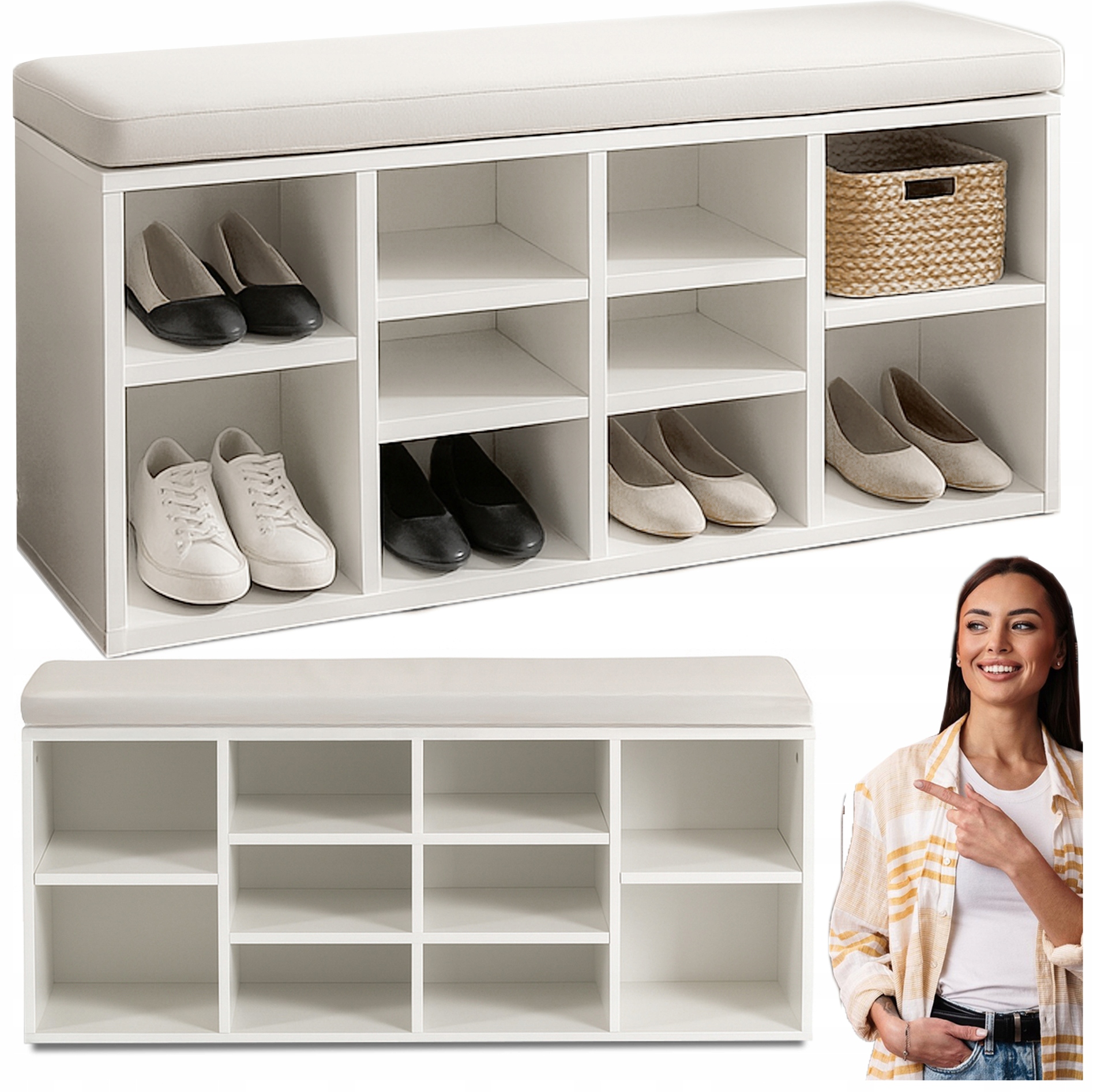 botník Sedák Lavička do předsíně Bílá Axel