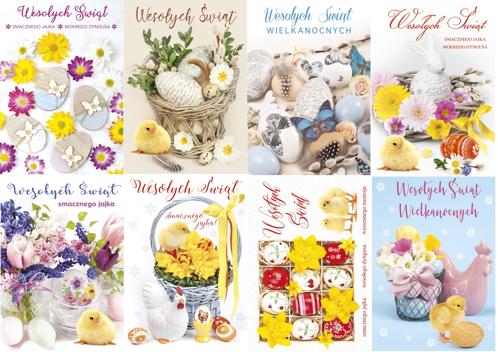 KARNET KARTKA ŚWIĄTECZNA WIELKANOC Z BROKATEM 8szt