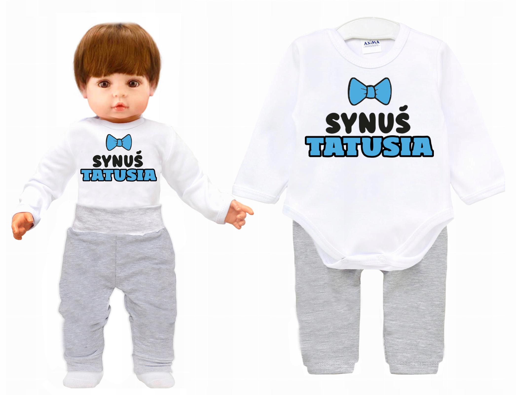 

Komplet dziecięcy body spodnie Synuś Tatusia r. 68