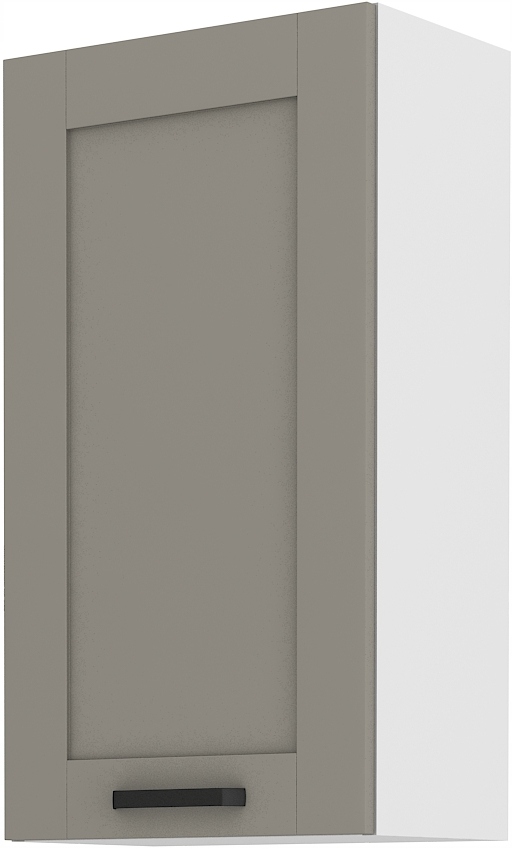 Závěsná kuchyňská skříňka 50 šedá, frézovaná přední část, vysoká s policemi 50 cm.