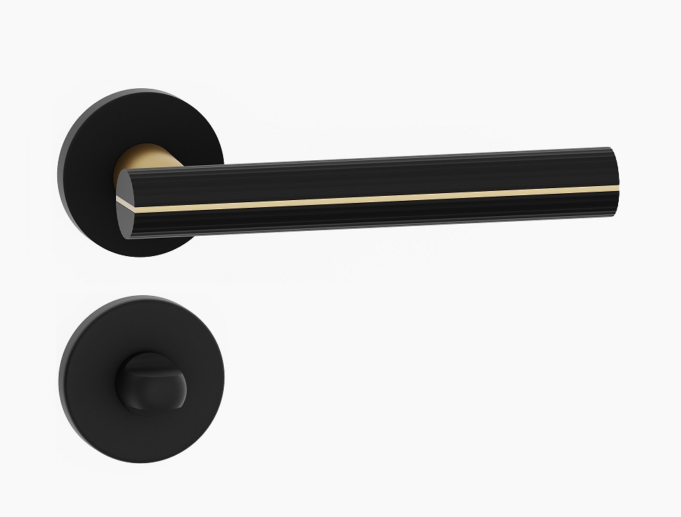 klika na dveře komplet Wc rozety štítek Caprino kulatá černá snadná montáž