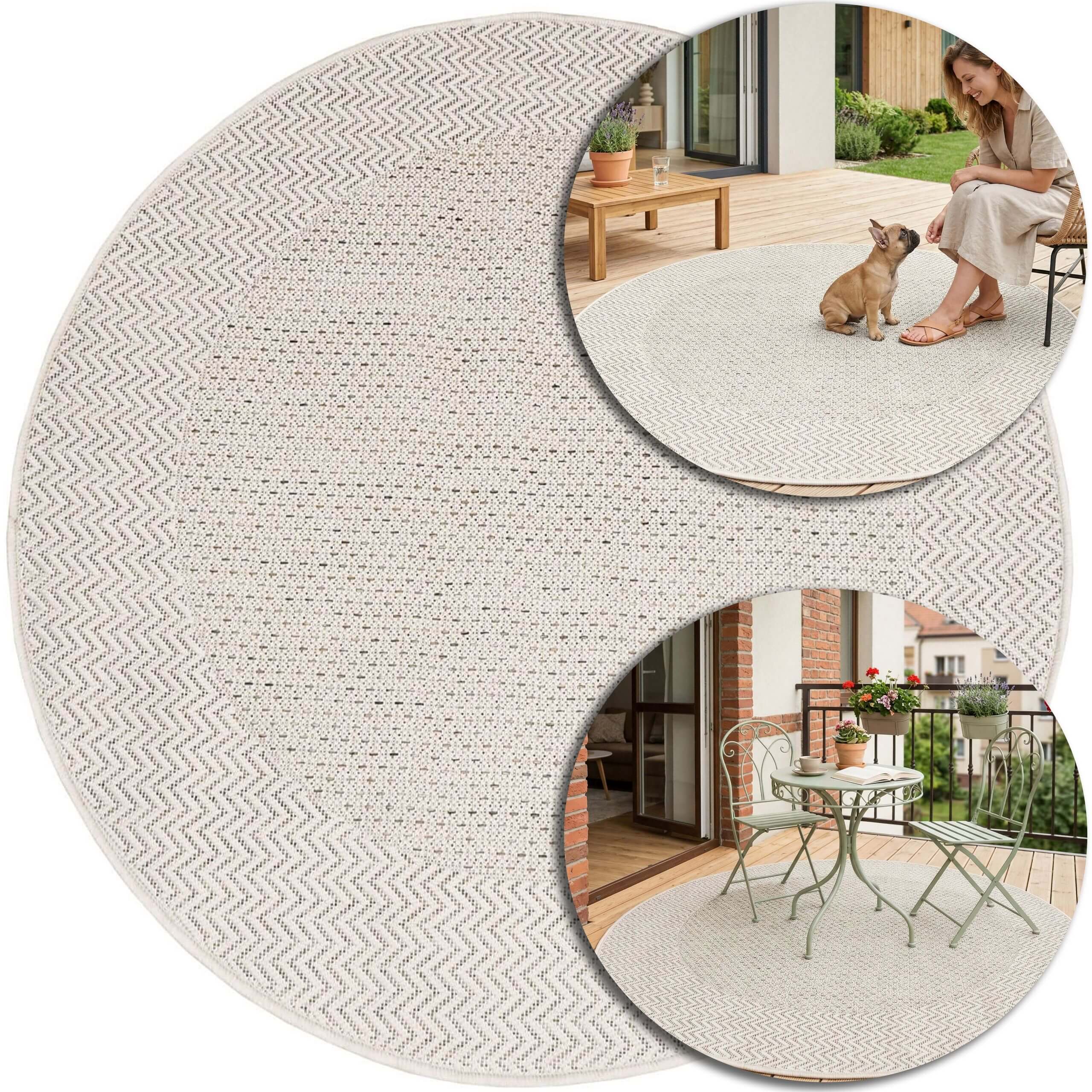 Dywan Zewnętrzny Okrągły 160 Tarasowy Ogrodowy Na Taras Balkon Sznurkowy