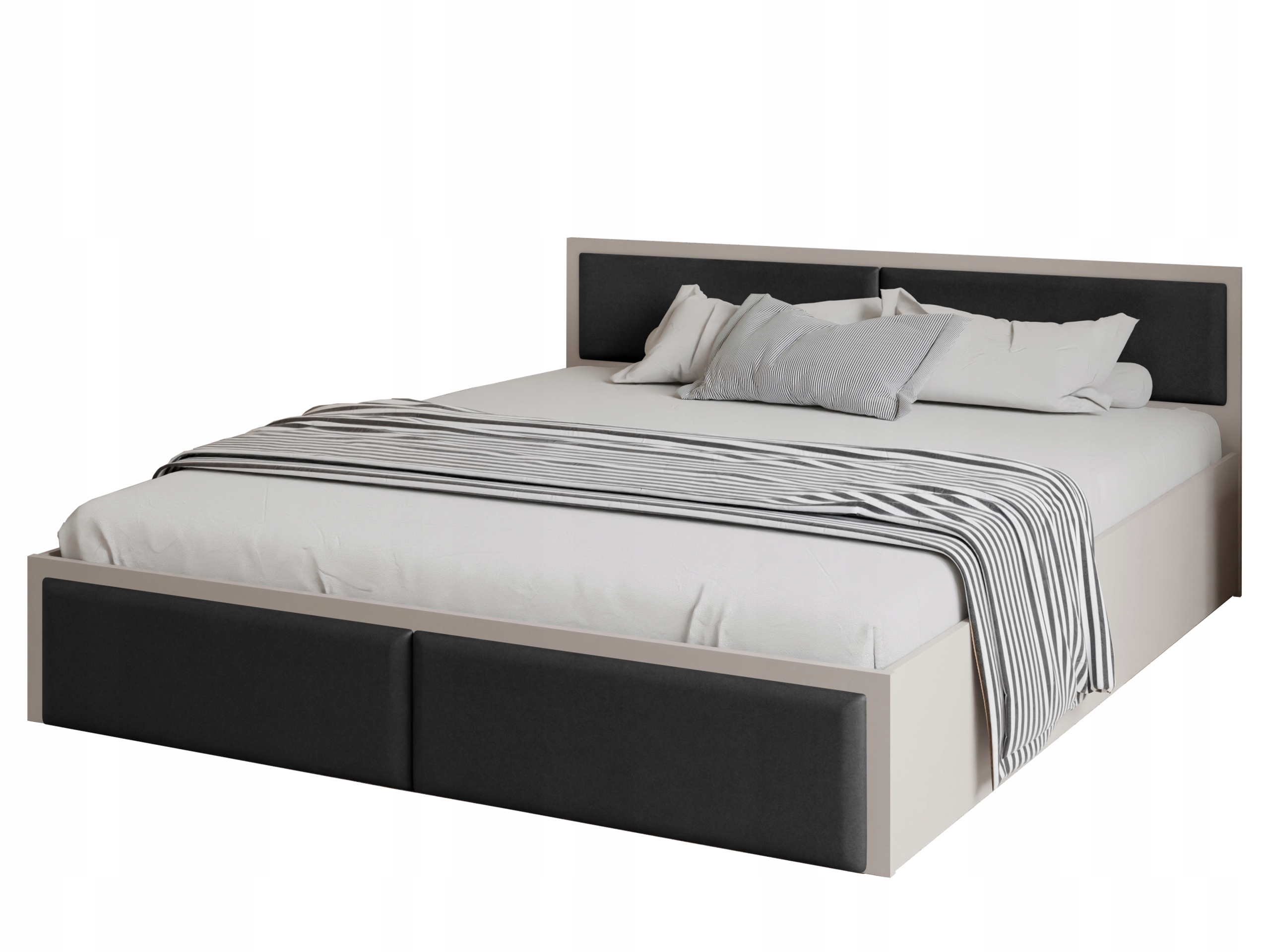 Łóżko Dior Costa 160 kaszmir 2x podwójny panel w kolorze czarnym