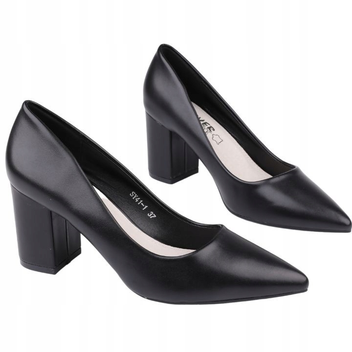 

Czółenka na słupku buty damskie czarne 7,5cm