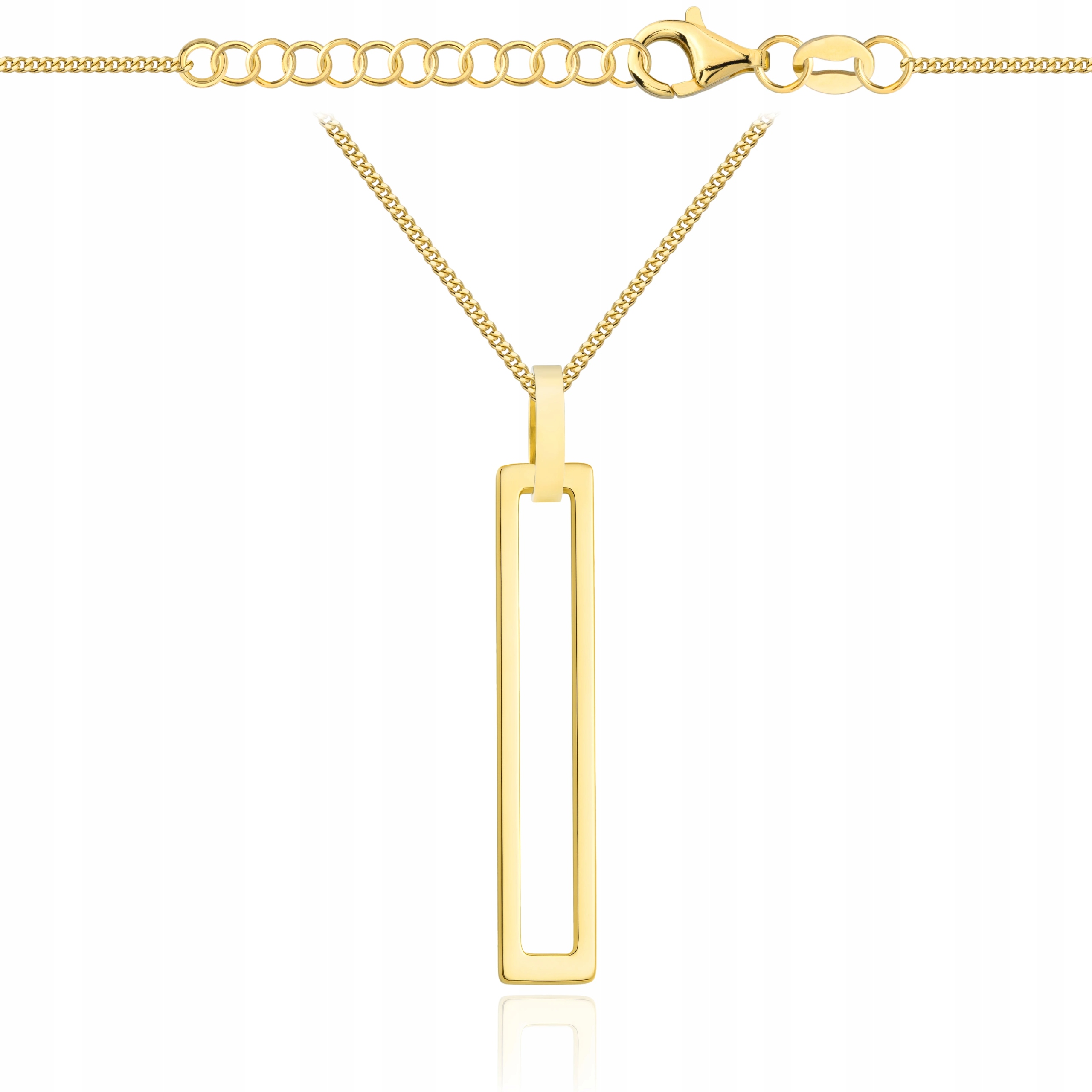 Pozlacený Náhrdelník Stříbro 925 Obdélník Geometrický Vzor Ženský Stylový