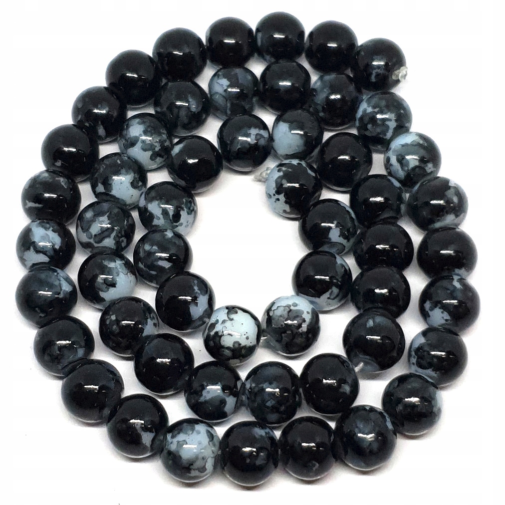 Koraliki Szklane Marmurki Czarne Kulki 8mm 50szt