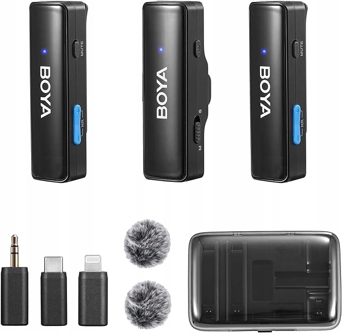 BOYALINK Bezprzewodowy mikrofon krawatowy do iPhone'a z systemem Android, kamery, wideoblogowania